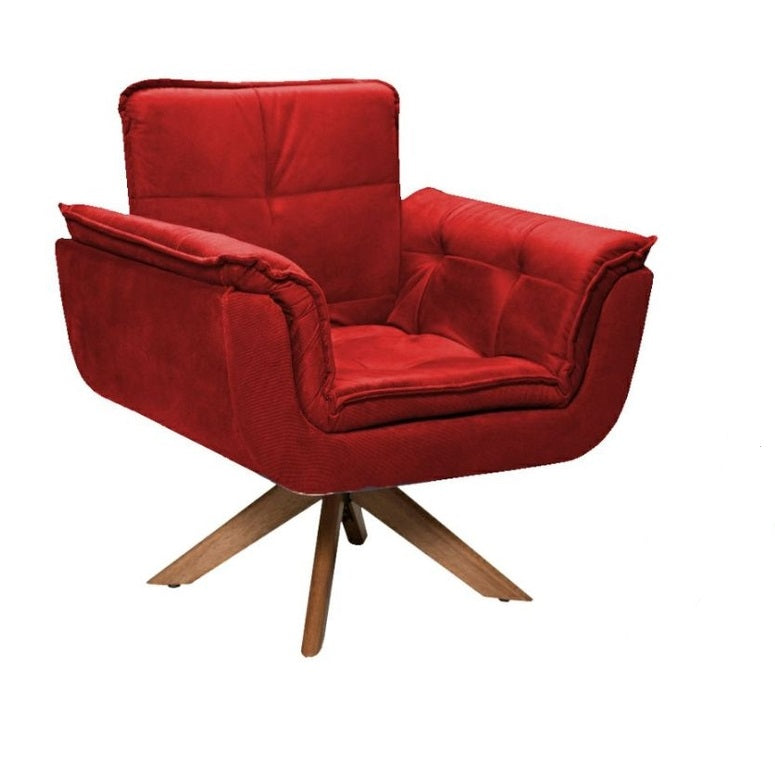 Poltronas Decorativa Opala Alegra Base Giratória Vermelho Paixão