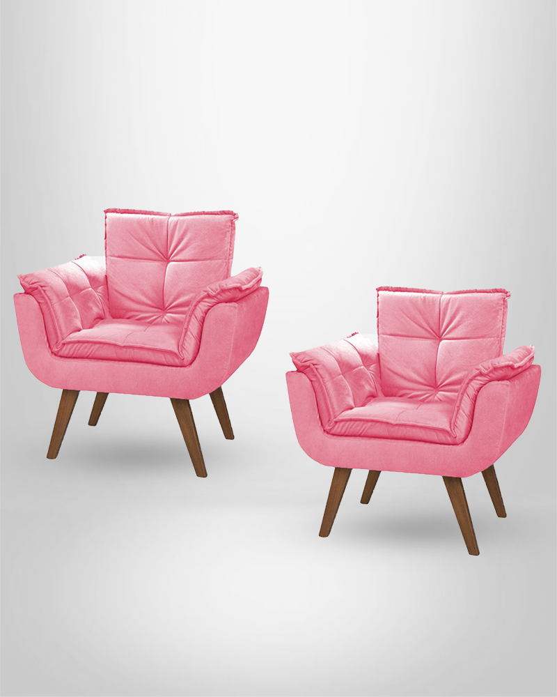 Kit com 2 Poltronas Decorativas Opala Elegance Rosa