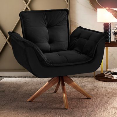 Poltronas Decorativa Opala Alegra Base Giratória Preto